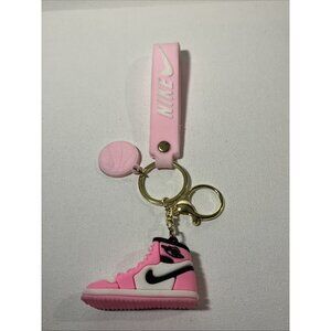 Air Jordan Shoe Rubber & Metal Keychain Pink Nike Strap